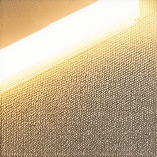 Close-up of sleek textured PVC shower baseboard with integrated LED lighting