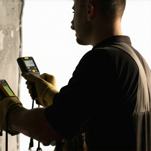 Proper Moisture Barrier Installation Technician measuring moisture levels during flooring installation