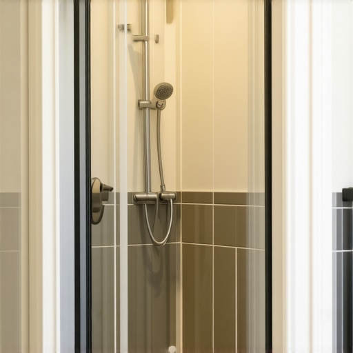 Bathroom featuring modern baseboards and luxurious shower with high-quality materials