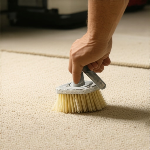 Person applying adhesive along carpet edge to prevent fraying