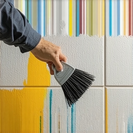 Applying Waterproof Membrane in Shower A worker applying waterproof membrane with a brush on shower wall and floor to prevent leaks.
