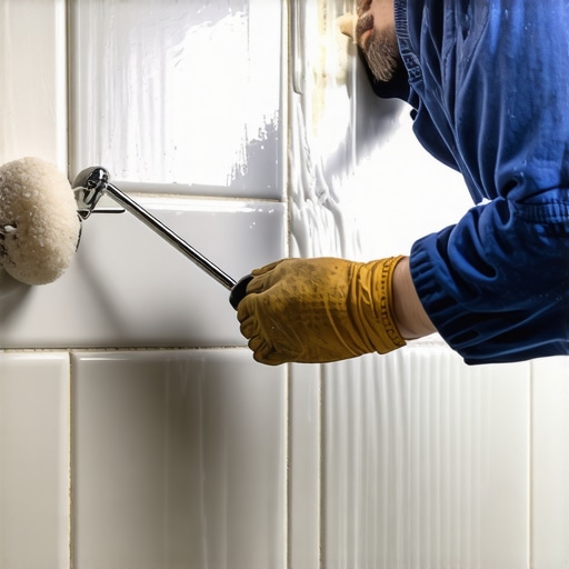 Applying a waterproof membrane to shower walls with a roller for leak-proof sealing
