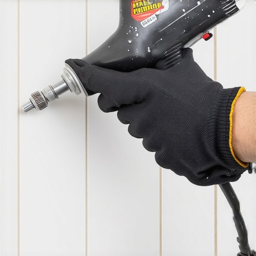 Precision Caulking for Long-Lasting Seals A person using a professional caulking gun to apply sealant along a bathroom shower corner.