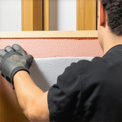 An installer applying waterproof membrane in a shower for long-term leak prevention.