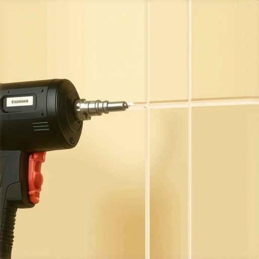 Applying Sealant for Shower Maintenance A hand using a caulk gun to apply silicone sealant in a bathroom corner