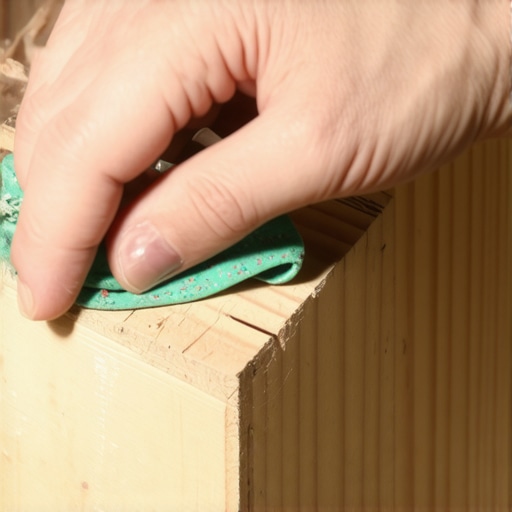 Person smoothing glue into a mitered corner with a cloth for seamless finish