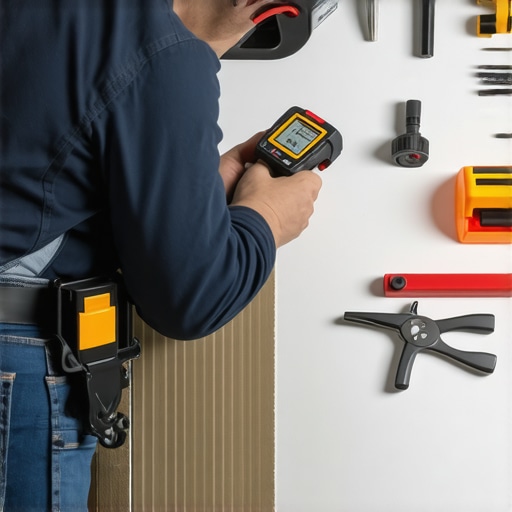 A technician measuring moisture and leveling surfaces during home renovation