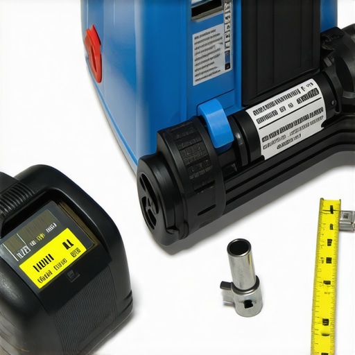 A set of high-quality flooring and trim installation tools arranged on a workbench, including a finish nailer, laser level, and measuring devices.