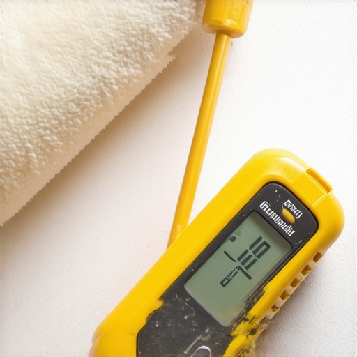 A seam roller and digital moisture meter on a workbench, ready for renovation tasks