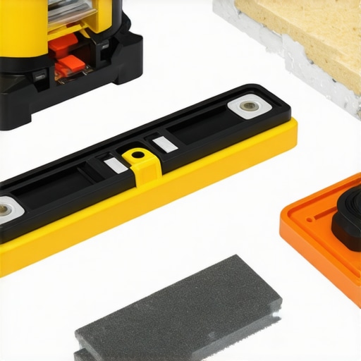 Tools for flooring and shower installation laid out on a workbench to illustrate recommended equipment.