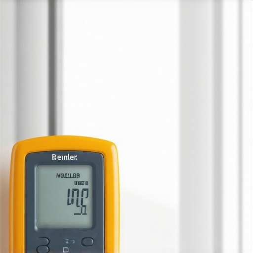 A person using a moisture meter on a bathroom wall for ongoing maintenance