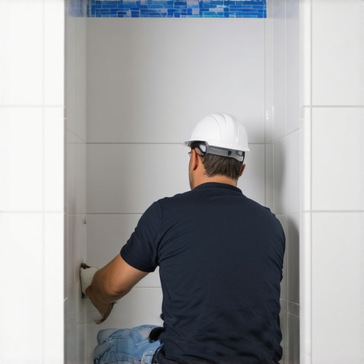 Cross-section illustration of a shower niche showing correct waterproofing and slope