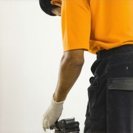 Person utilizing a profile sander on baseboards to achieve tight joints