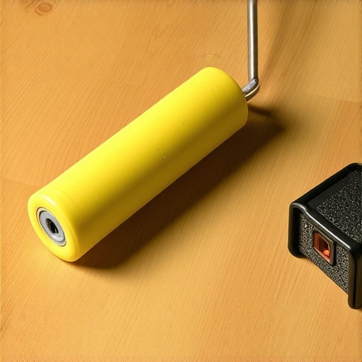 Top Tools for Flooring Maintenance A seam roller and moisture meter on a hardwood floor indicating professional home maintenance tools.