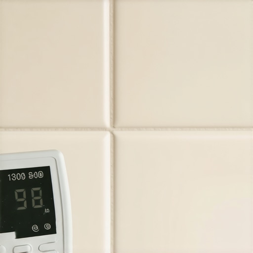 A person using a digital moisture meter to check moisture levels behind bathroom tiles.