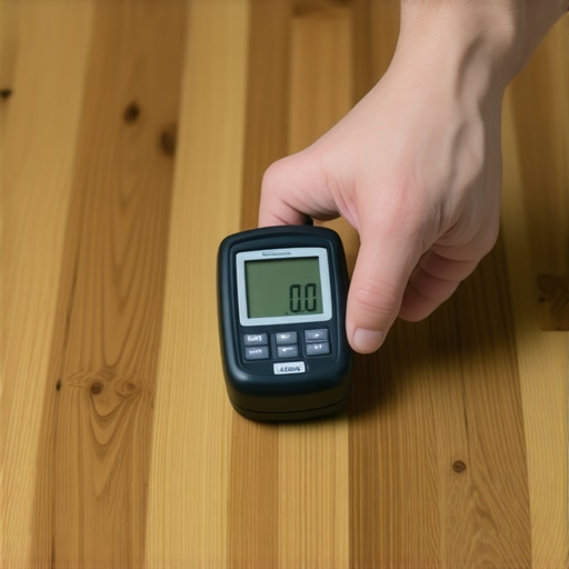 Using a Moisture Meter for Home Maintenance Person testing humidity with a digital moisture meter on wooden flooring