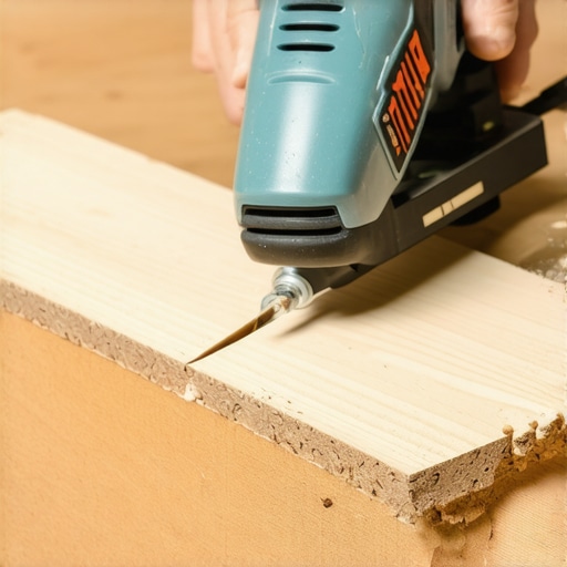 Cutting a custom baseboard piece on a sloped floor Man cutting a curved piece of wood with an oscillating tool for custom baseboard fitting on a sloped floor