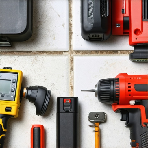 Essential Tools for Home Maintenance A collection of professional-grade home maintenance tools including a grout saw, moisture meter, and cordless sander for durability