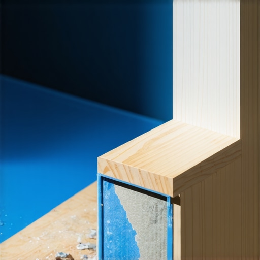 Hand applying hot glue to mitered corner of wooden baseboard for a tight fit.
