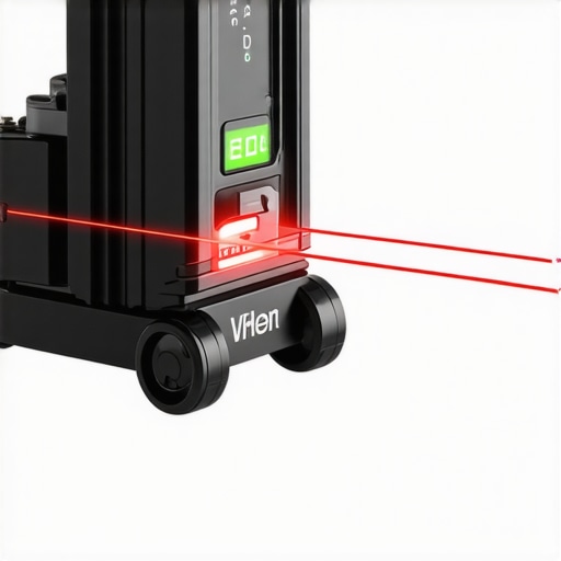 Precision Home Renovation with Laser Level A professional using a laser level during flooring installation in a home renovation project