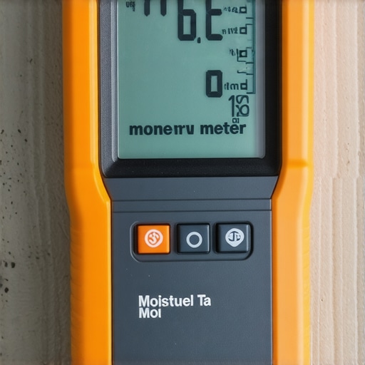 Precision Moisture Testing for Flooring A technician using a digital moisture meter on a concrete floor, demonstrating accurate moisture measurement for home flooring projects.