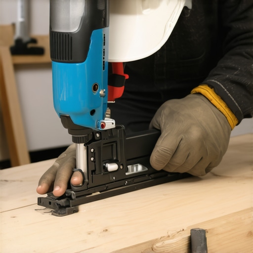 Securing Baseboard Joints with Pin Nailer A carpenter pinning mitered baseboards together carefully in a workshop