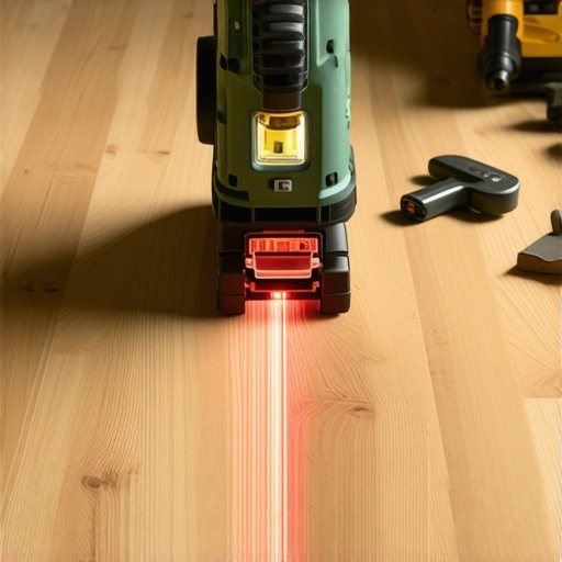 Using a Laser Level for Precise Flooring Alignment Professional measuring a floor with a laser level during installation.