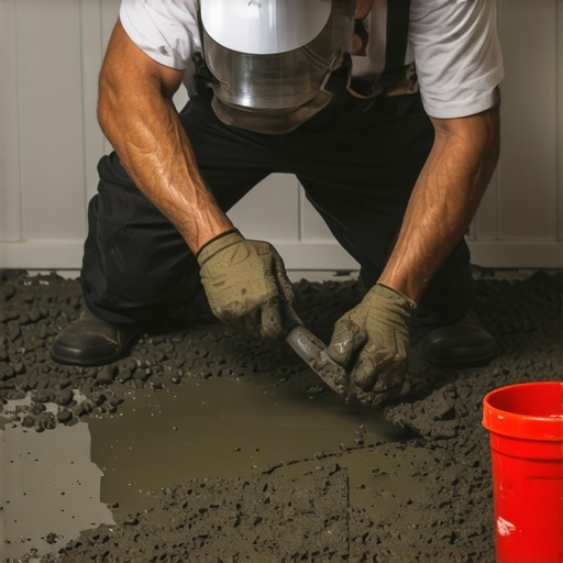 Applying Mud Bed for Shower Base Tiler spreading and shaping mud for shower slope with a trowel
