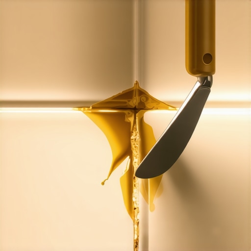 Close-up of epoxy resin filling a crack in shower tile during repair process.