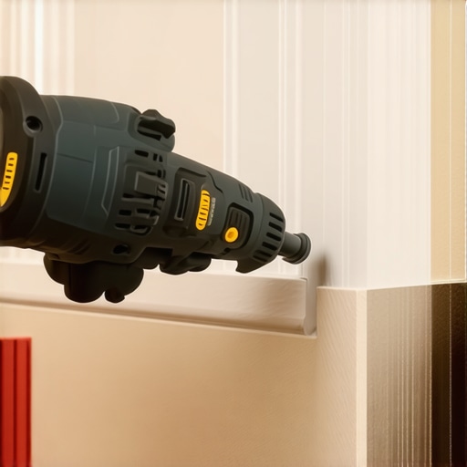 DIY Flooring and Trim Maintenance Tools Hand using oscillating multi-tool on baseboard for precise cutting