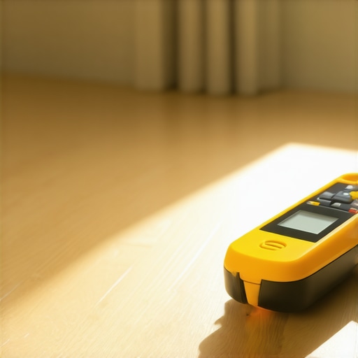 Measuring Moisture Levels for Flooring Maintenance A technician using a moisture meter to assess floor conditions in a residential setting