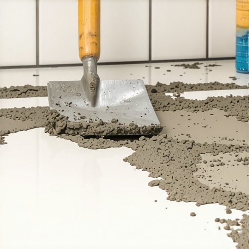 Shaping a Mud Bed for Shower Base Close-up image showing a trowel smoothing and shaping a cement mud bed with proper slope in a bathroom shower