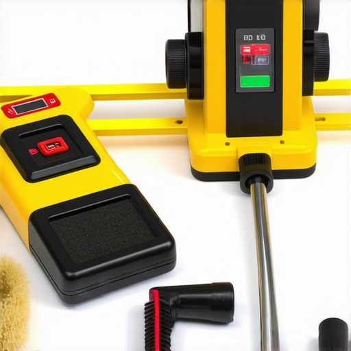 Tools for Long-Lasting Flooring and Shower Care Assortment of high-quality tools including laser level, tensioning bar, and cleaning products for maintenance