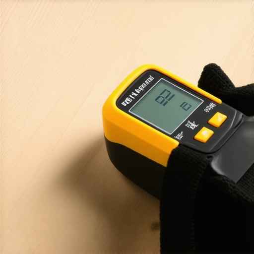 Using a Moisture Meter for Floor Maintenance Person testing subfloor moisture levels with a digital moisture meter