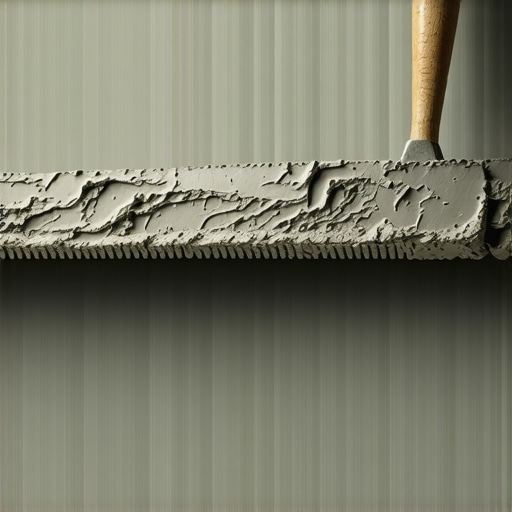 Close-up of a trowel creating consistent mortar ridges for tile installation.