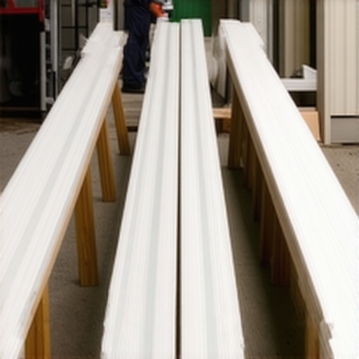 Professional setup for painting baseboards before installation using sawhorses and a paint sprayer.