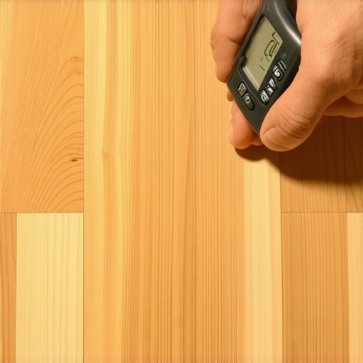 Professional moisture meter being used on hardwood flooring.