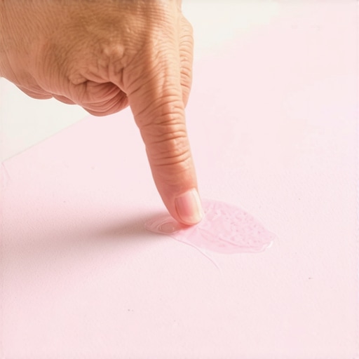 Professional checking liquid waterproofing membrane dryness on a shower wall.