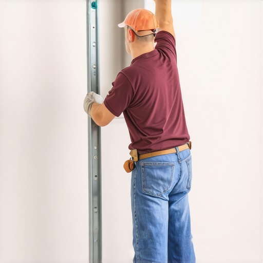 Checking Subfloor Levelness for Seamless Flooring A professional checking a subfloor for levelness before installing continuous flooring without transitions.