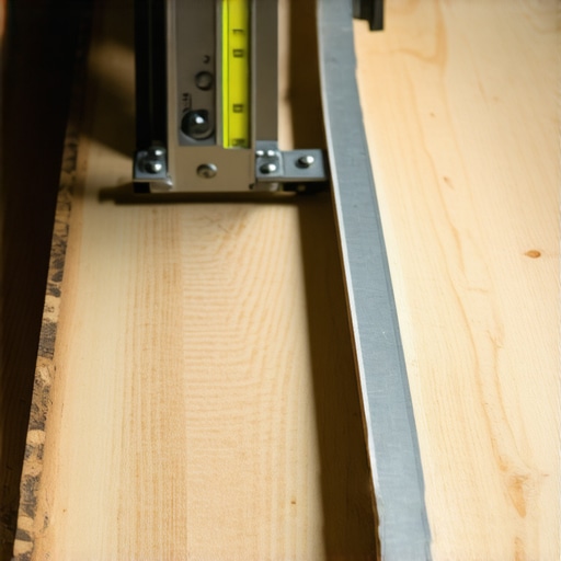 A professional checking for subfloor levelness with a straightedge
