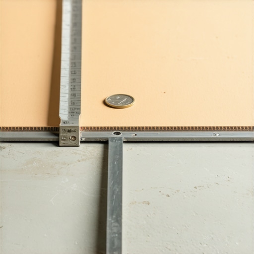 A person using a straight edge tool on a concrete subfloor to identify dips before installing flooring.