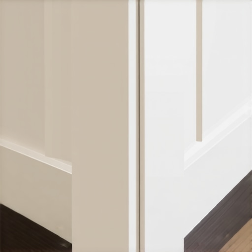 Close-up of kitchen island baseboard installation with expansion gap