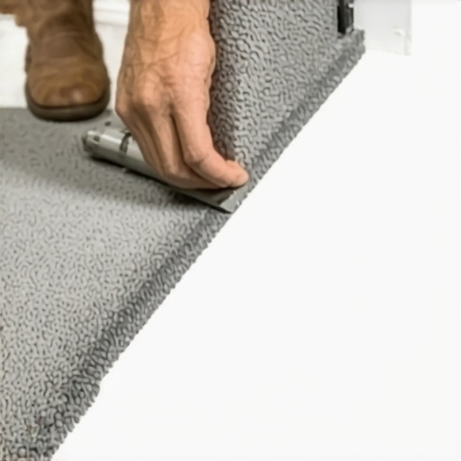 Correct baseboard gap for carpet tucking Professional showing the 3/8 inch gap under baseboards for carpet installation