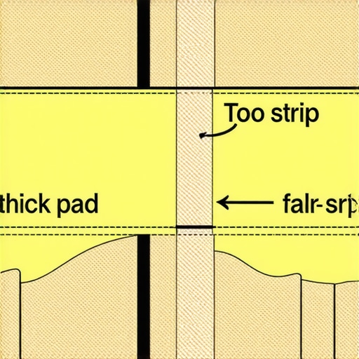 A detailed diagram showing how thick padding prevents carpet from properly engaging with tack strips.