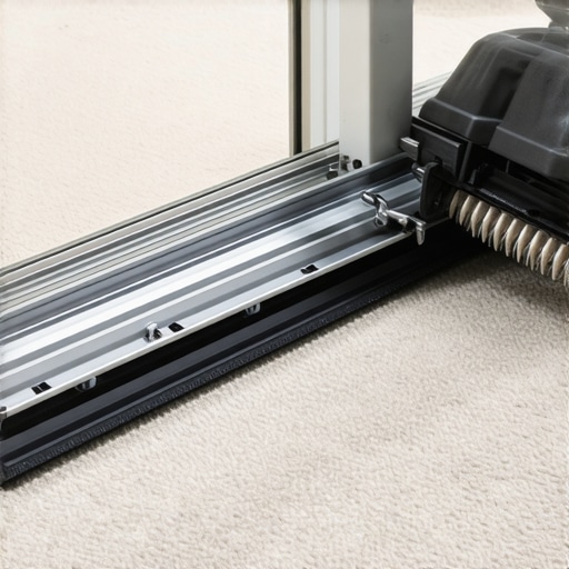 Executing the Kick and Tuck Technique Close-up of a knee kicker stretching carpet towards a door track.
