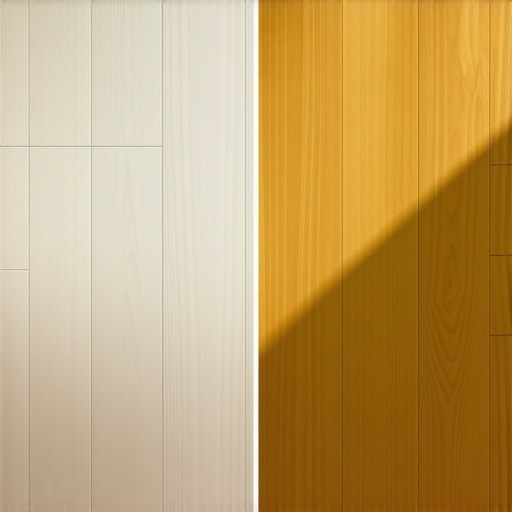 Comparison of a cloudy hardwood floor finish versus a restored clear finish.