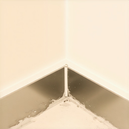 Close-up of metal edge profile being fitted onto a tiled shower niche corner.