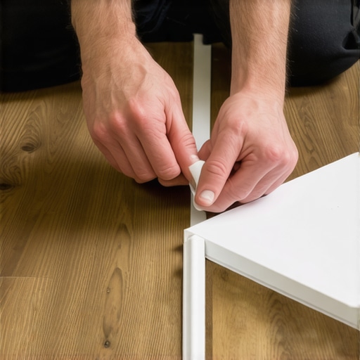 Maintaining Expansion Gaps with Spacers Using a spacer to maintain an expansion gap under baseboards during flooring installation.