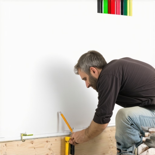 Close-up of a carpenter scribing a baseboard to fit a wavy wall perfectly.