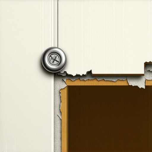 Neodymium Magnet Locating Hidden Stud Screw A silver rare-earth magnet hanging on a wall to mark a stud location for baseboard installation.